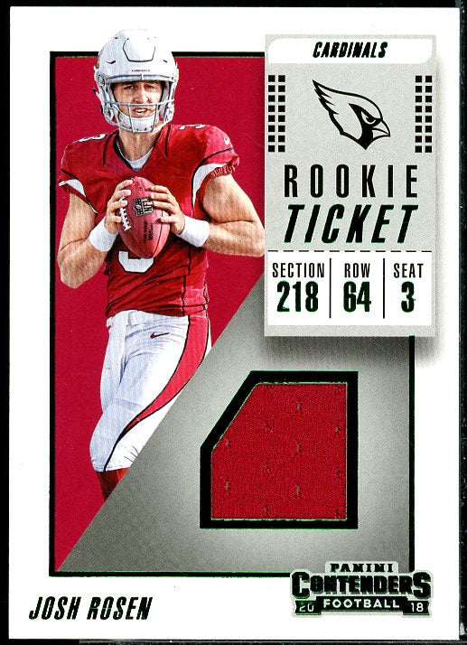 Josh Rosen Rookie Card 2018 Panini Contenders Rookie Ticket Swatches Emerald #6  Image 1