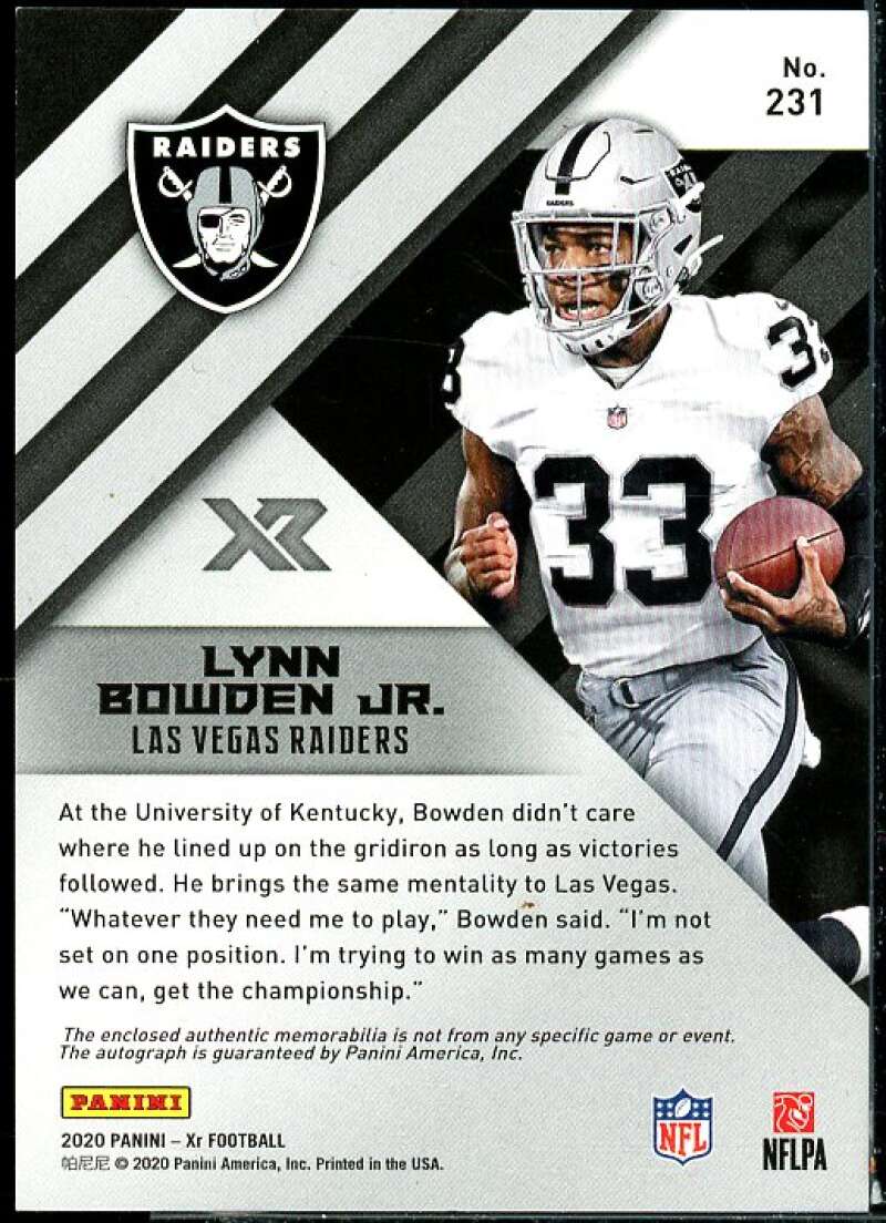 Lynn Bowden Jr. JSY AU Rookie Card 2020 Panini XR #231  Image 2