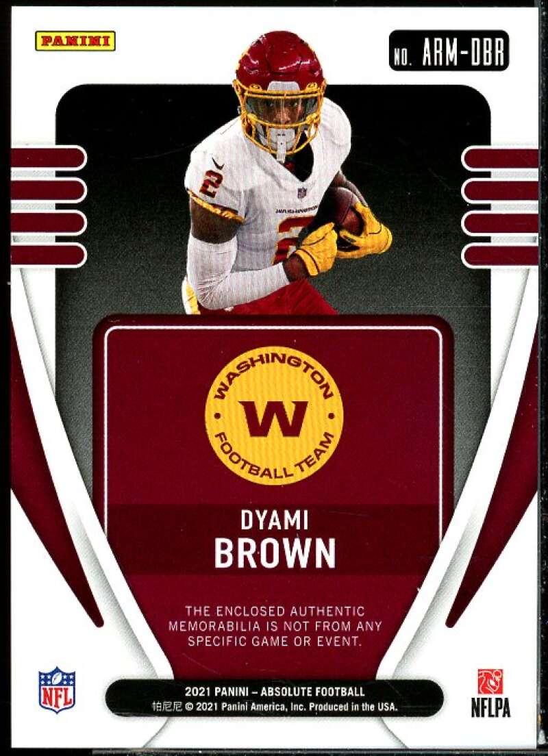 Dyami Brown Rookie Card 2021 Absolute Absolute Rookie Materials #9  Image 2