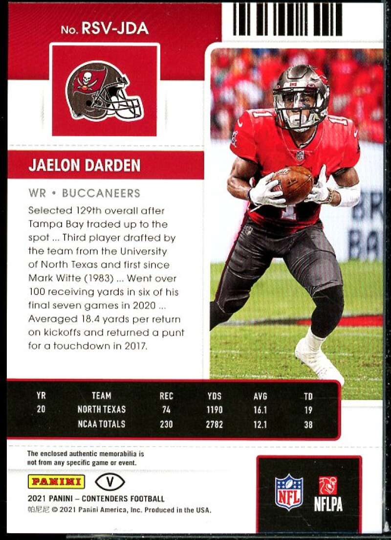 Jaelon Darden Rookie 2021 Panini Contenders Rookie Ticket Swatche Variation #35  Image 2