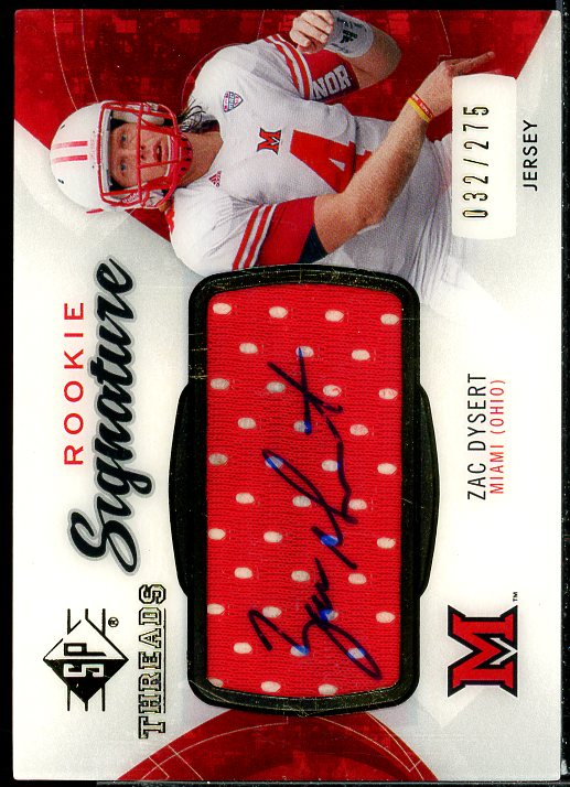 Zac Dysert Rookie Card 2013 SP Authentic Rookie Threads Autographs #RTZD  Image 1