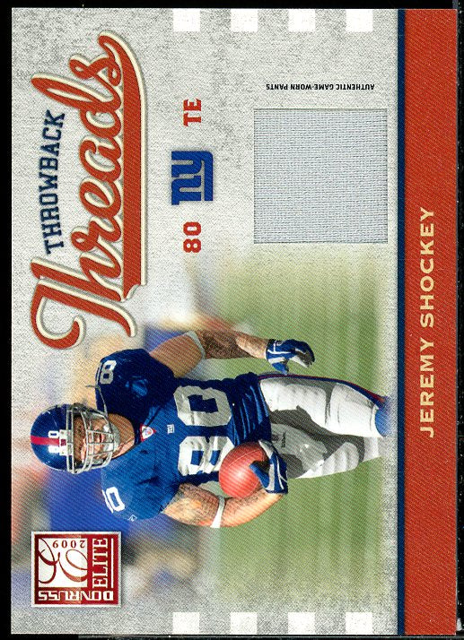 Jeremy Shockey Card 2009 Donruss Elite Throwback Threads #37  Image 1