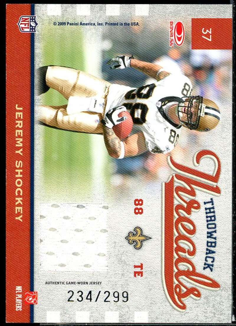 Jeremy Shockey Card 2009 Donruss Elite Throwback Threads #37  Image 2