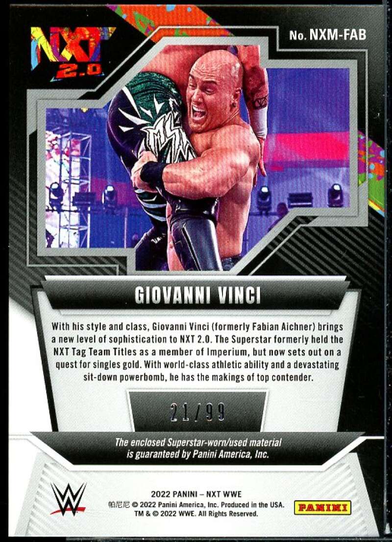 Giovanni Vinci Card 2022 Panini WWE NXT Memorabilia Red #NXMFAB  Image 2