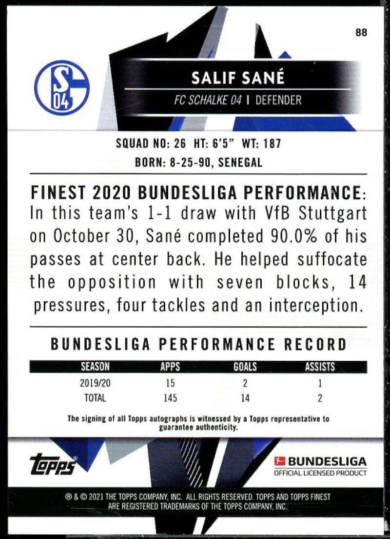 Salif Sane AU Card 2020-21 Finest Bundesliga Refractors #88  Image 2