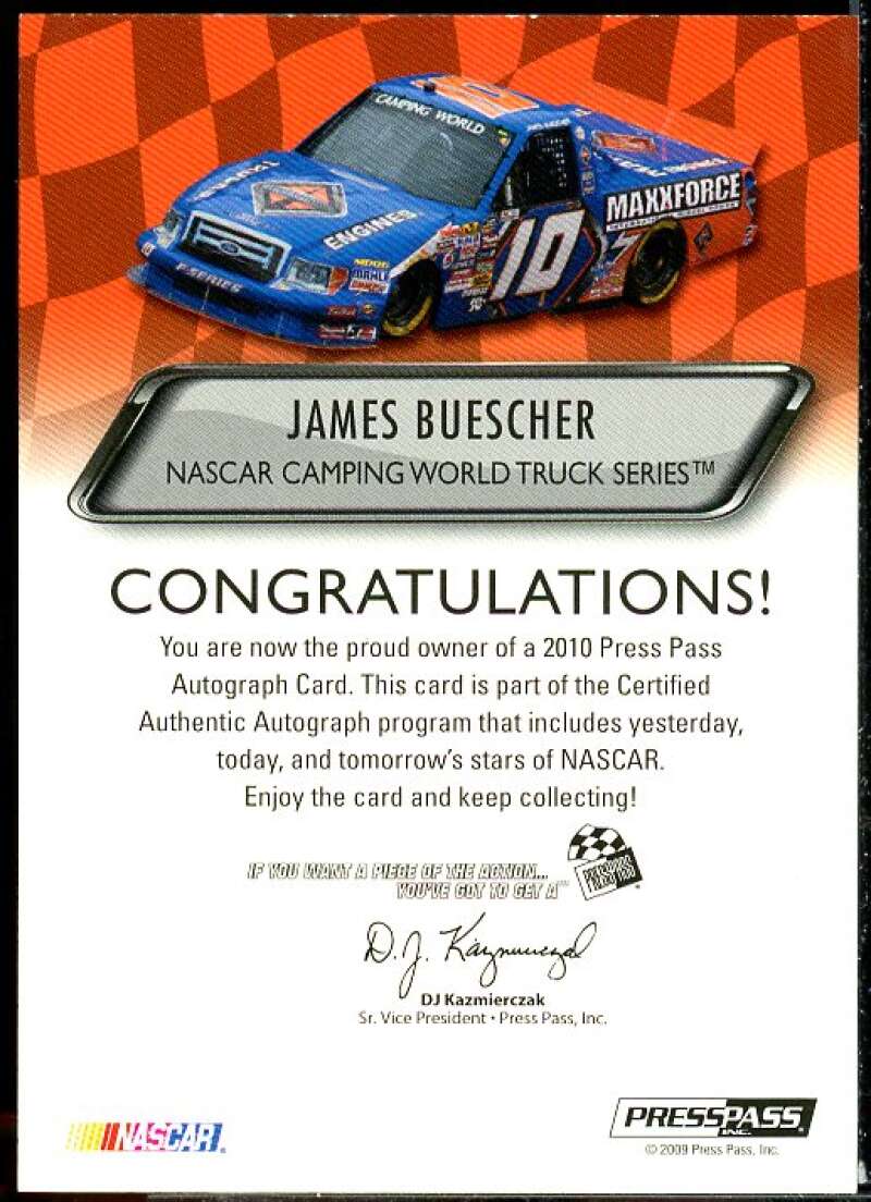 James Buescher Card 2010 Press Pass Autographs #7  Image 2