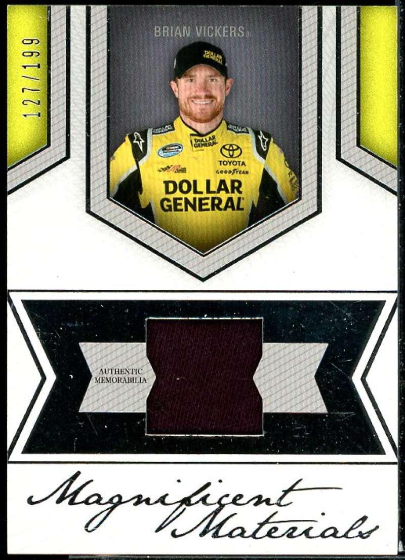 Brian Vickers Card 2013 Press Pass Fanfare Magnificent Materials Silver #BV  Image 1