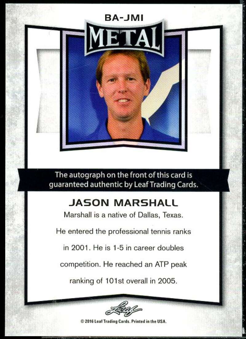 Jason Marshall Card 2016 Leaf Metal Tennis #BAJM1  Image 2