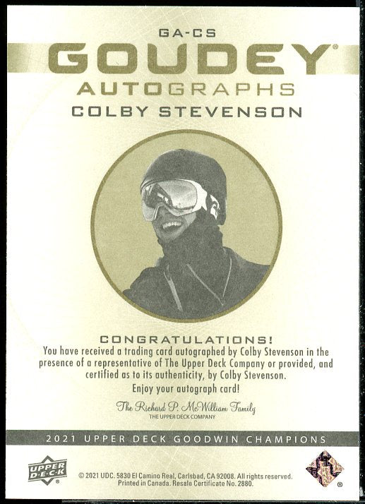 Colby Stevenson Card 2021 Upper Deck Goodwin Champions Goudey Autographs #GACS  Image 2