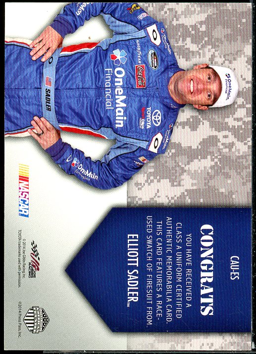 Elliott Sadler 2014 Press Pass American Thunder Class A Uniforms Silver #CAUES  Image 2