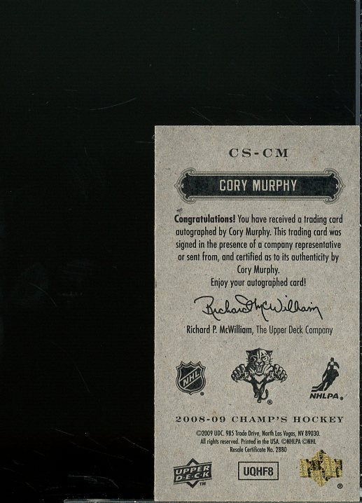 Cory Murphy Card 2008-09 Upper Deck Champ's Mini Signatures #CSCM  Image 2