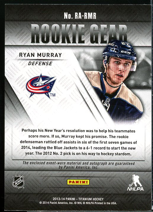 Ryan Murray Rookie Card 2013-14 Panini Titanium Rookie Gear Autographs #RARMR  Image 2