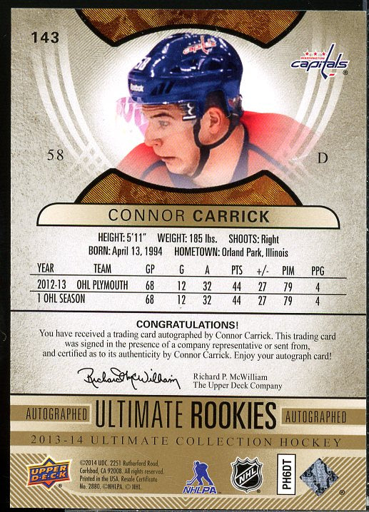 Connor Carrick AU/299 Rookie Card 2013-14 Ultimate Collection #143  Image 2