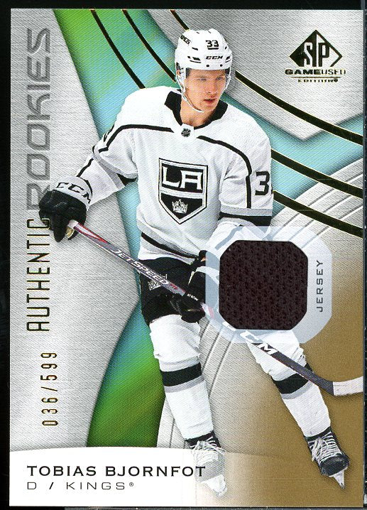 Tobias Bjornfot JSY Rookie Card 2019-20 SP Game Used Gold #168  Image 1