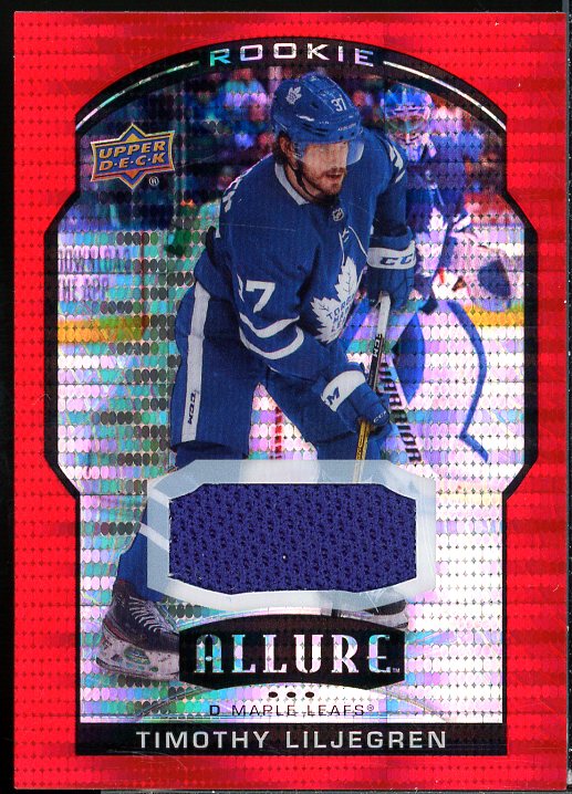 Timothy Liljegren Rookie Card 2020-21 Upper Deck Allure Jerseys Red Rainbow #89  Image 1