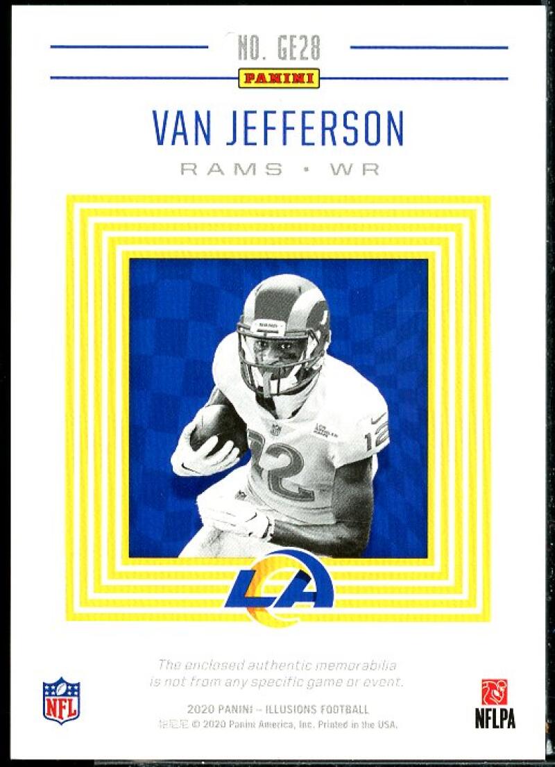 Van Jefferson Rookie Card 2020 Panini Illusions Great Expectations Relics #28  Image 2