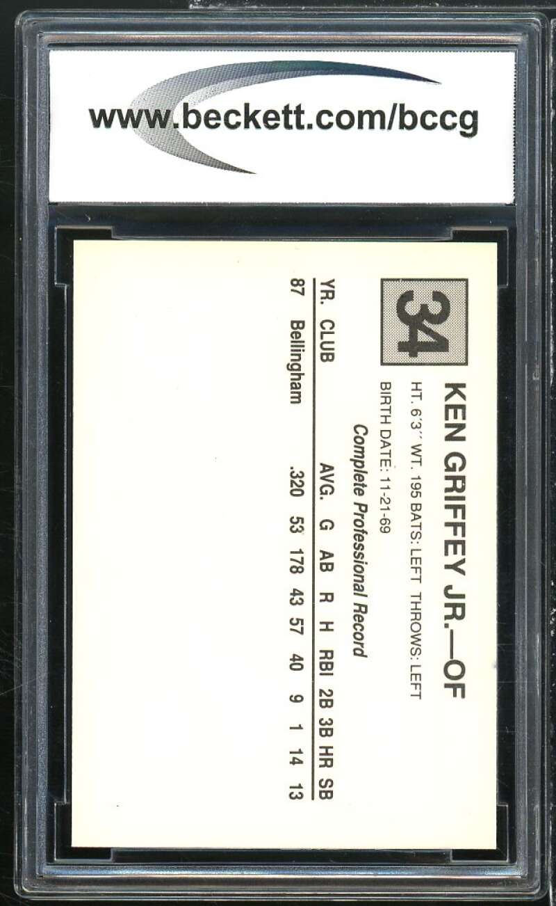 1988 Star San Bernadino Spirit Cal League Ken Griffey Jr. Rookie BGS BCCG 9 NM+ Image 2