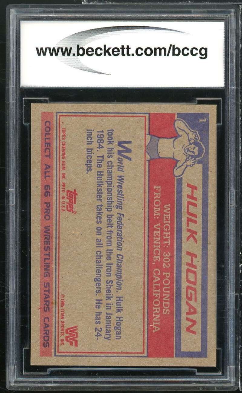 1985 Topps WWF #1 Hulk Hogan Wrestling Rookie Card BGS BCCG 10 Mint+ Image 2