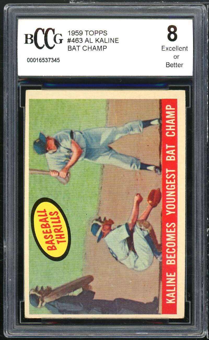 1959 Topps #463 Al Kaline Card BGS BCCG 8 Excellent+ Image 1