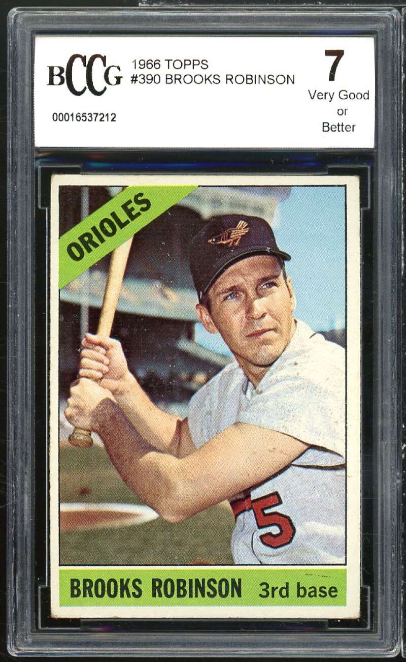 1966 Topps #390 Brooks Robinson Card BGS BCCG 7 Very Good+ Image 1