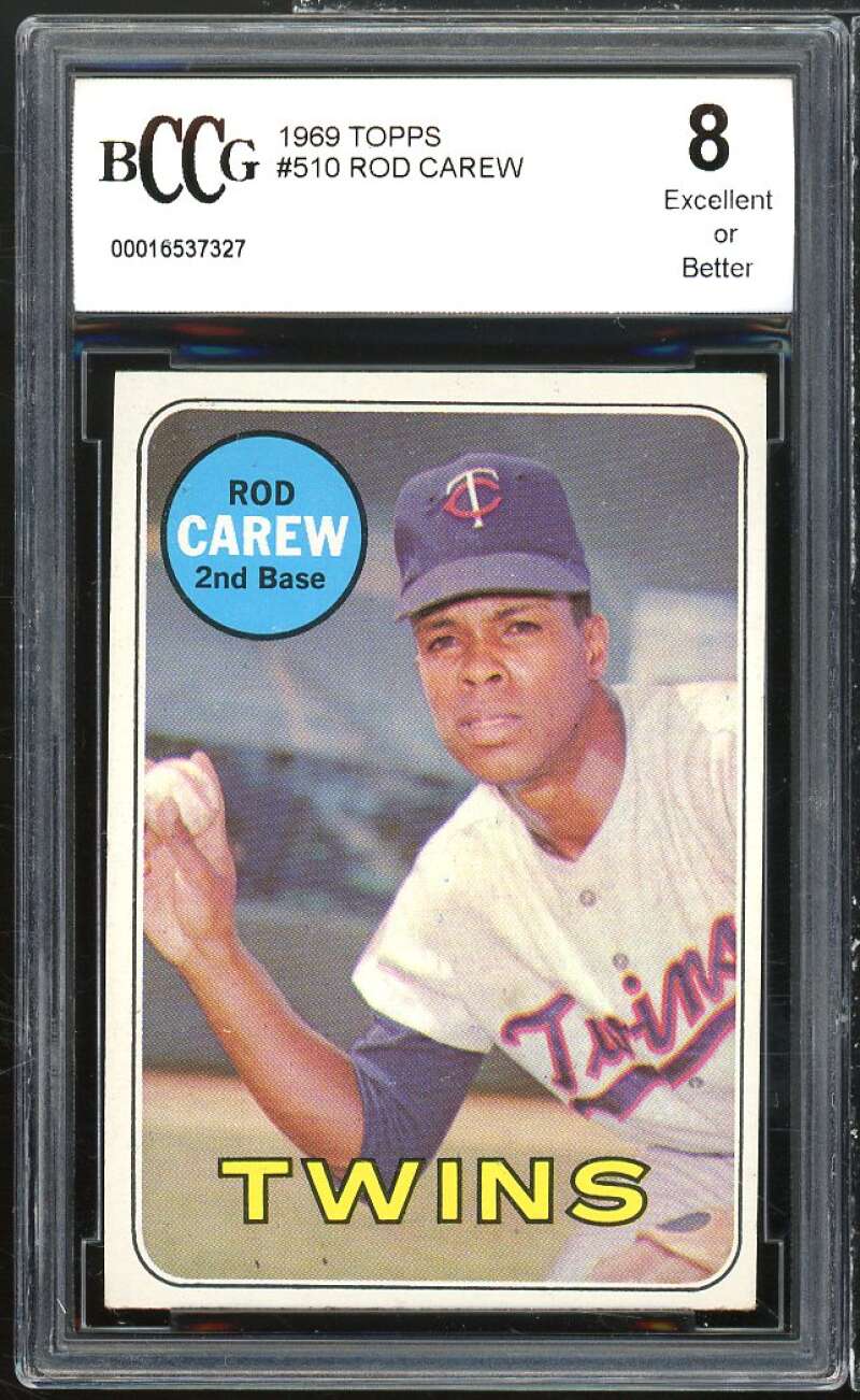 1969 Topps #510 Rod Carew Card BGS BCCG 8 Excellent+ Image 1