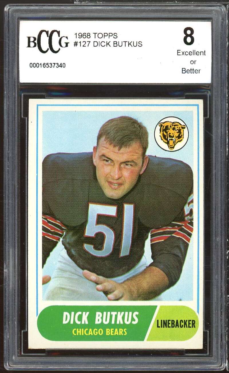 1968 Topps #127 Dick Butkus Card BGS BCCG 7 Very Good+ Image 1