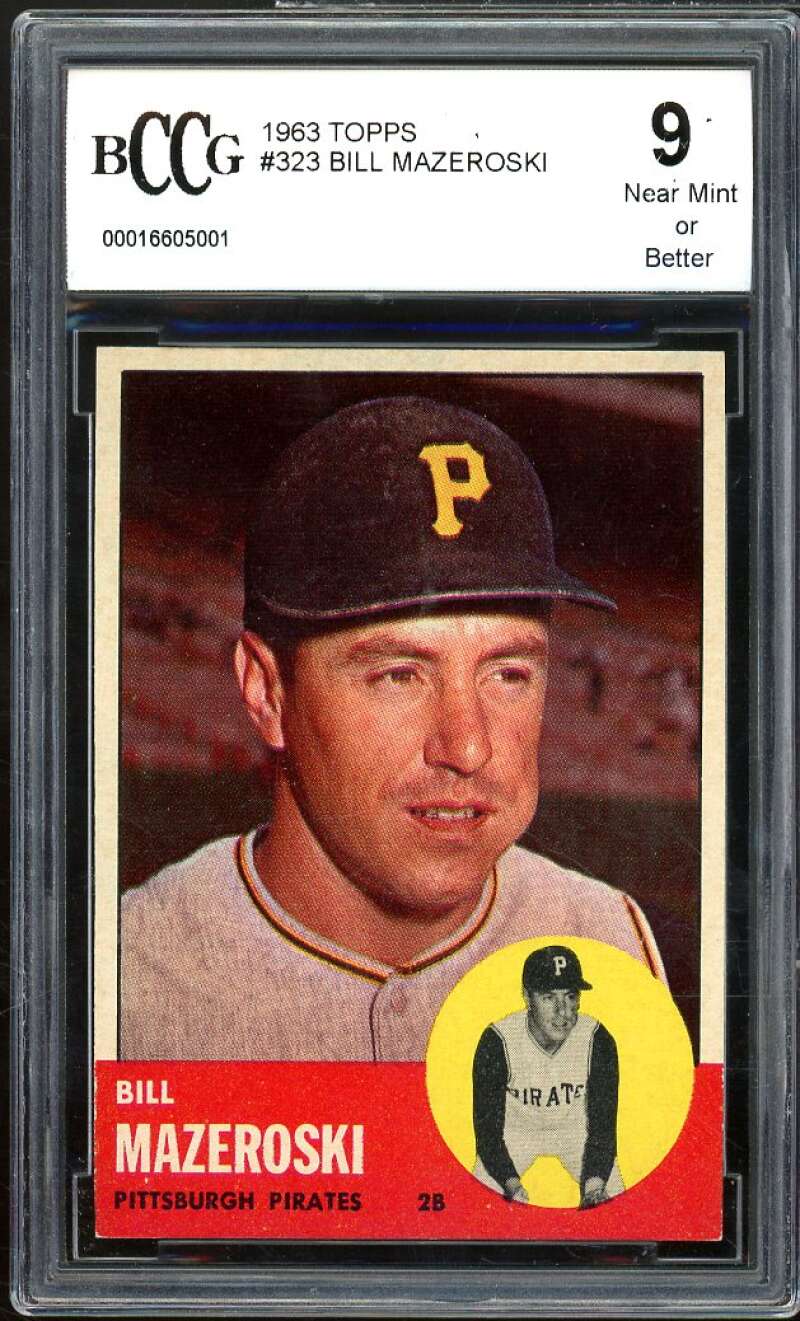 1963 Topps #323 Bill Mazeroski Card BGS BCCG 9 Mint+ Image 1