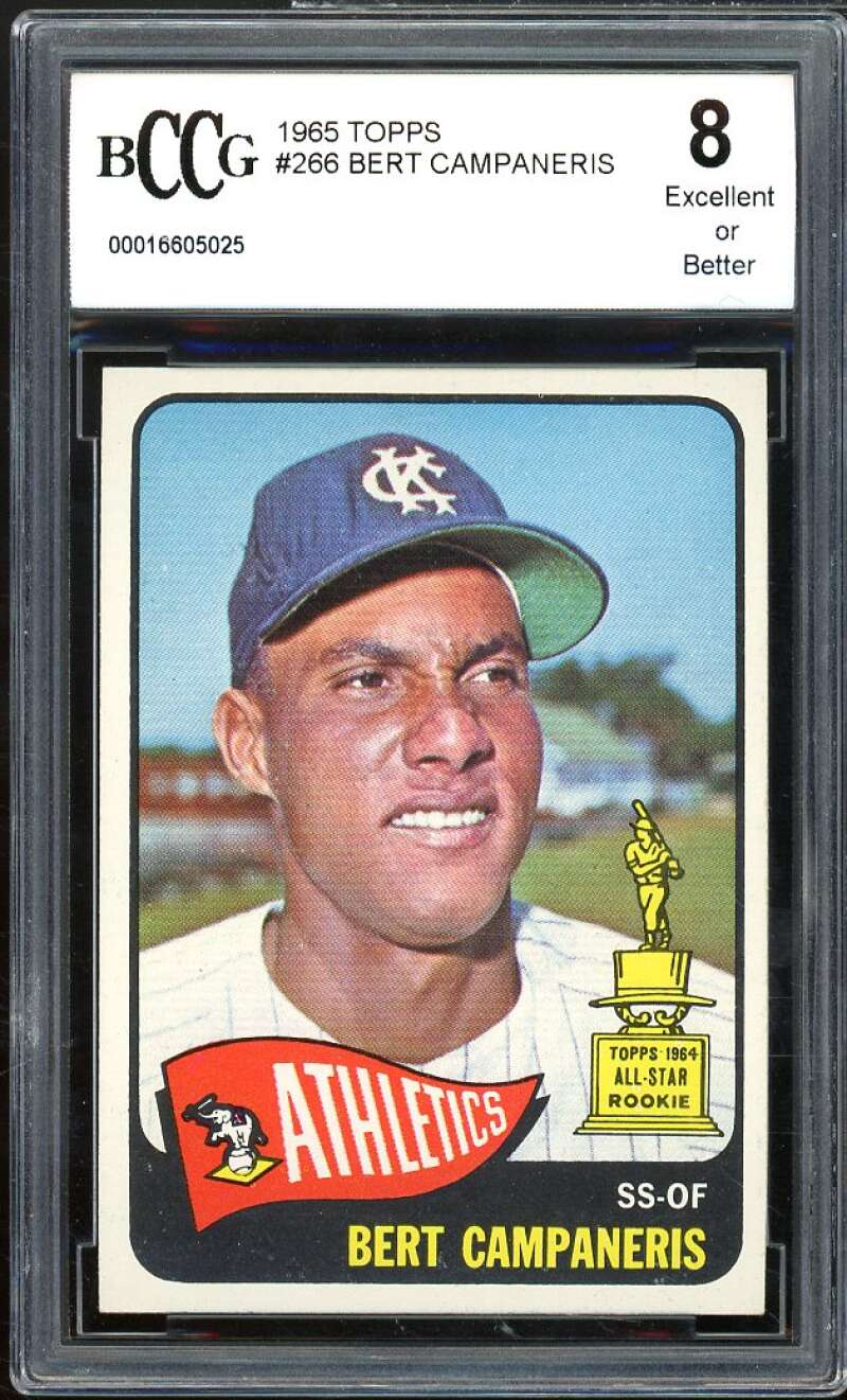 1965 Topps #266 Bert Campaneris Rookie Card BGS BCCG 8 Excellent+ Image 1