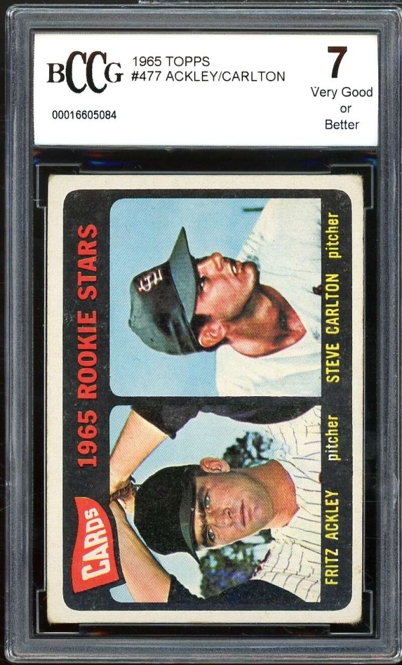 1965 Topps #477 Steve Carlton Rookie Card BGS BCCG 7 Very Good+ Image 1