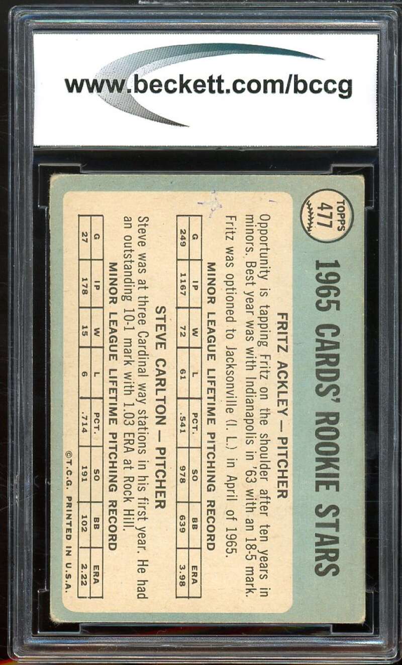 1965 Topps #477 Steve Carlton Rookie Card BGS BCCG 7 Very Good+ Image 2