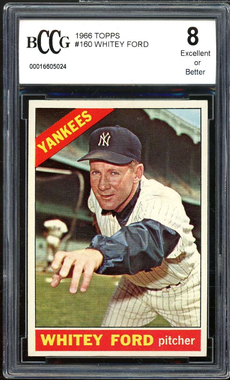 1966 Topps #160 Whitey Ford Card BGS BCCG 8 Excellent+ Image 1