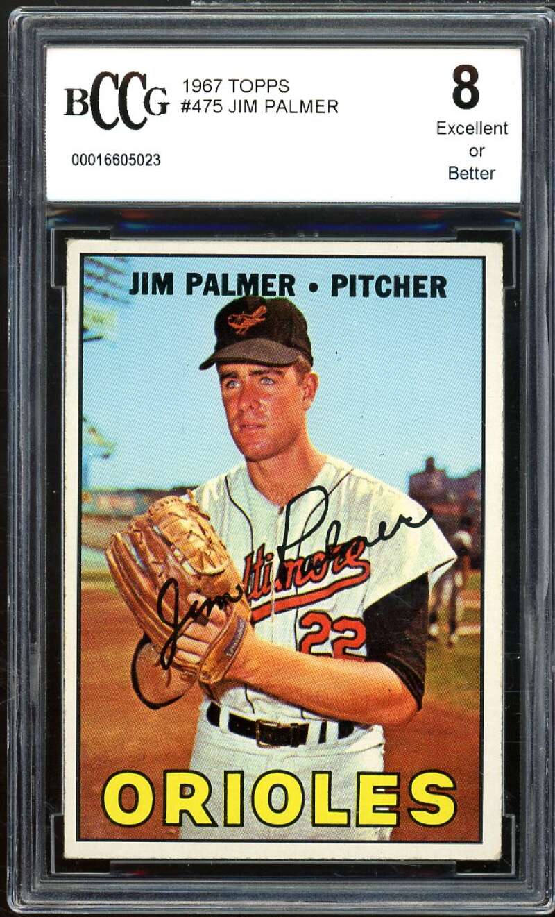 1967 Topps #475 Jim Palmer Card BGS BCCG 8 Excellent+ Image 1