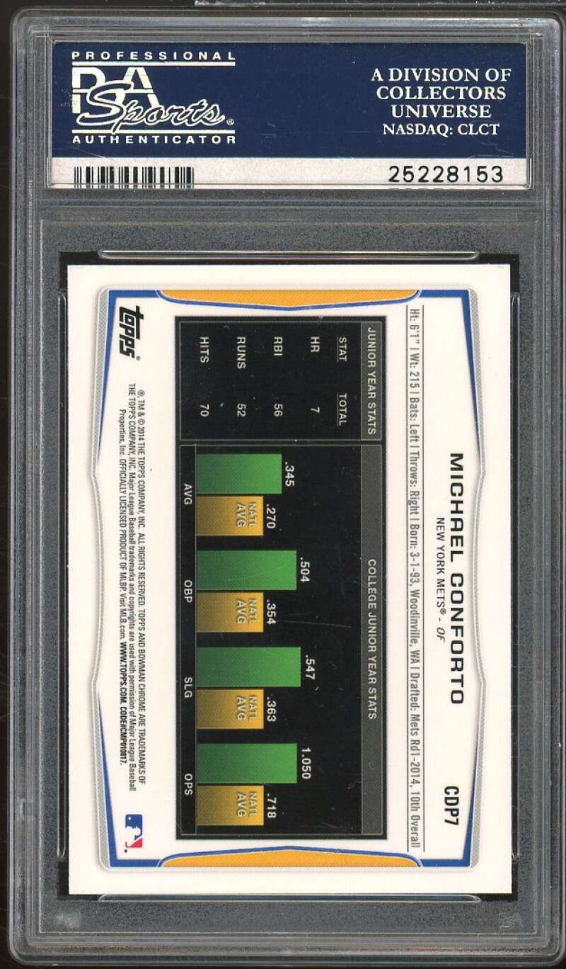 Michael Conforto Rookie 2014 Bowman Draft Picks Prospects Chrome #CDP7 PSA 10 Image 2