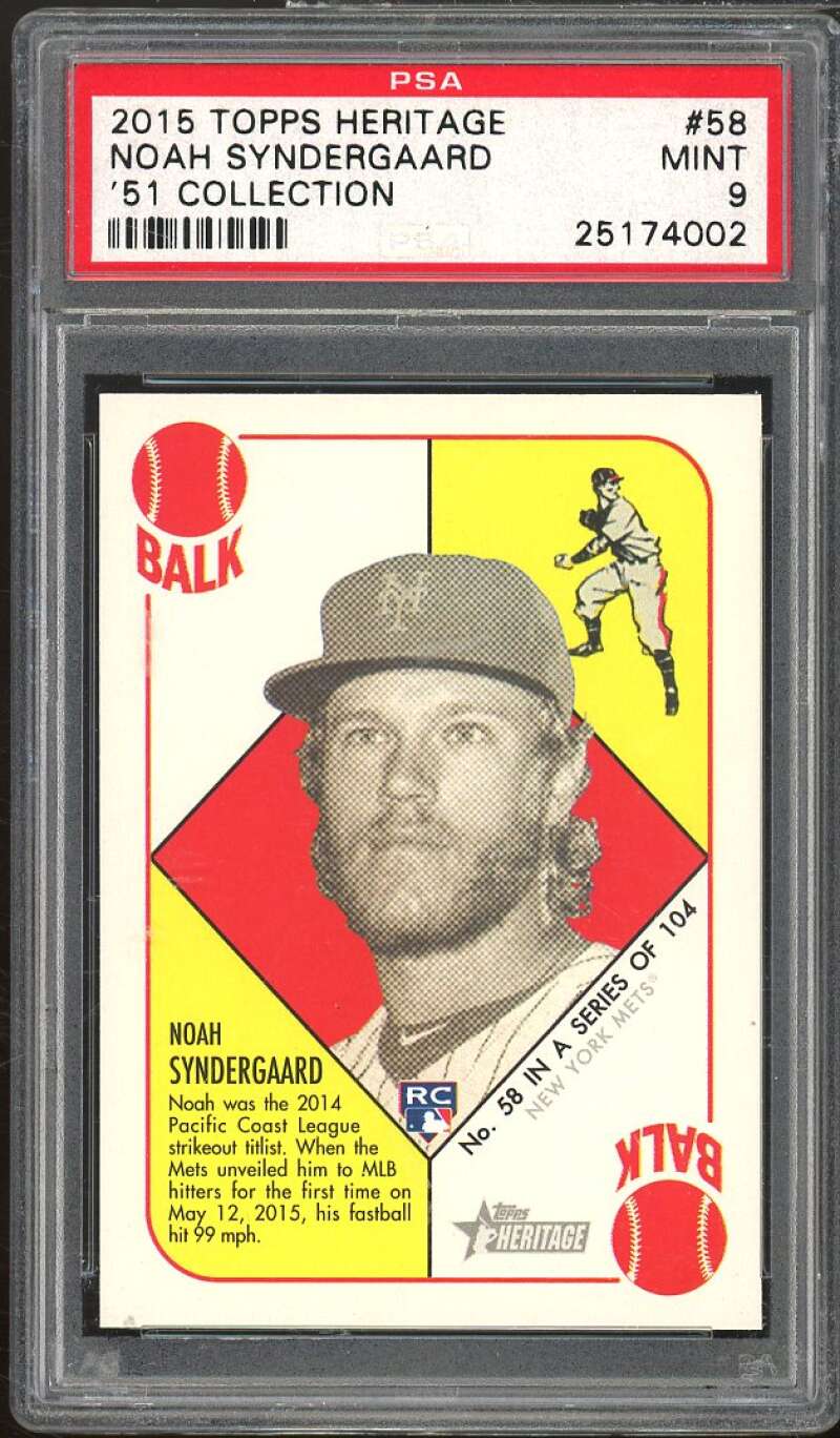 Noah Sydergaard Rookie Card 2015 Topps Heritage '51 Collection #58 PSA 9 Image 1