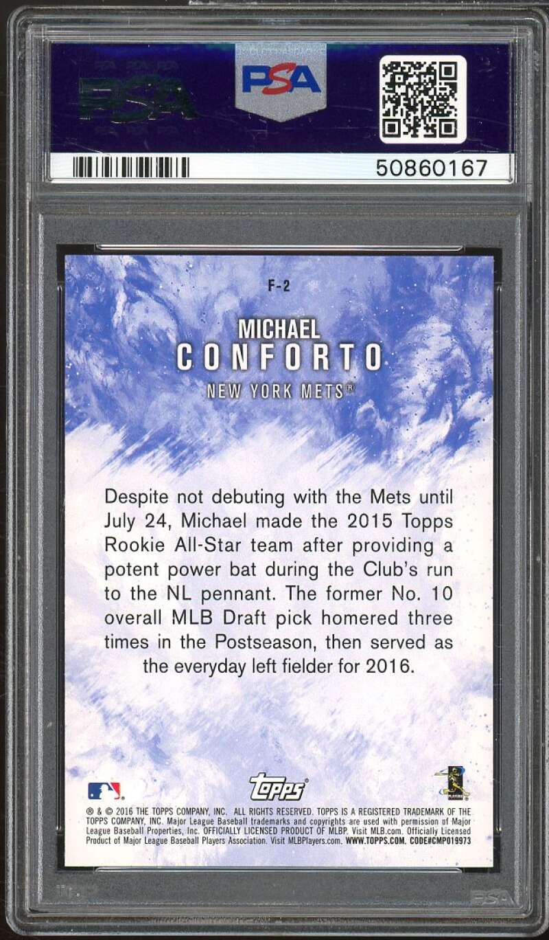 Michael Conforto Rookie Card 2016 Topps Update Fire #F-2 PSA 10 Image 2