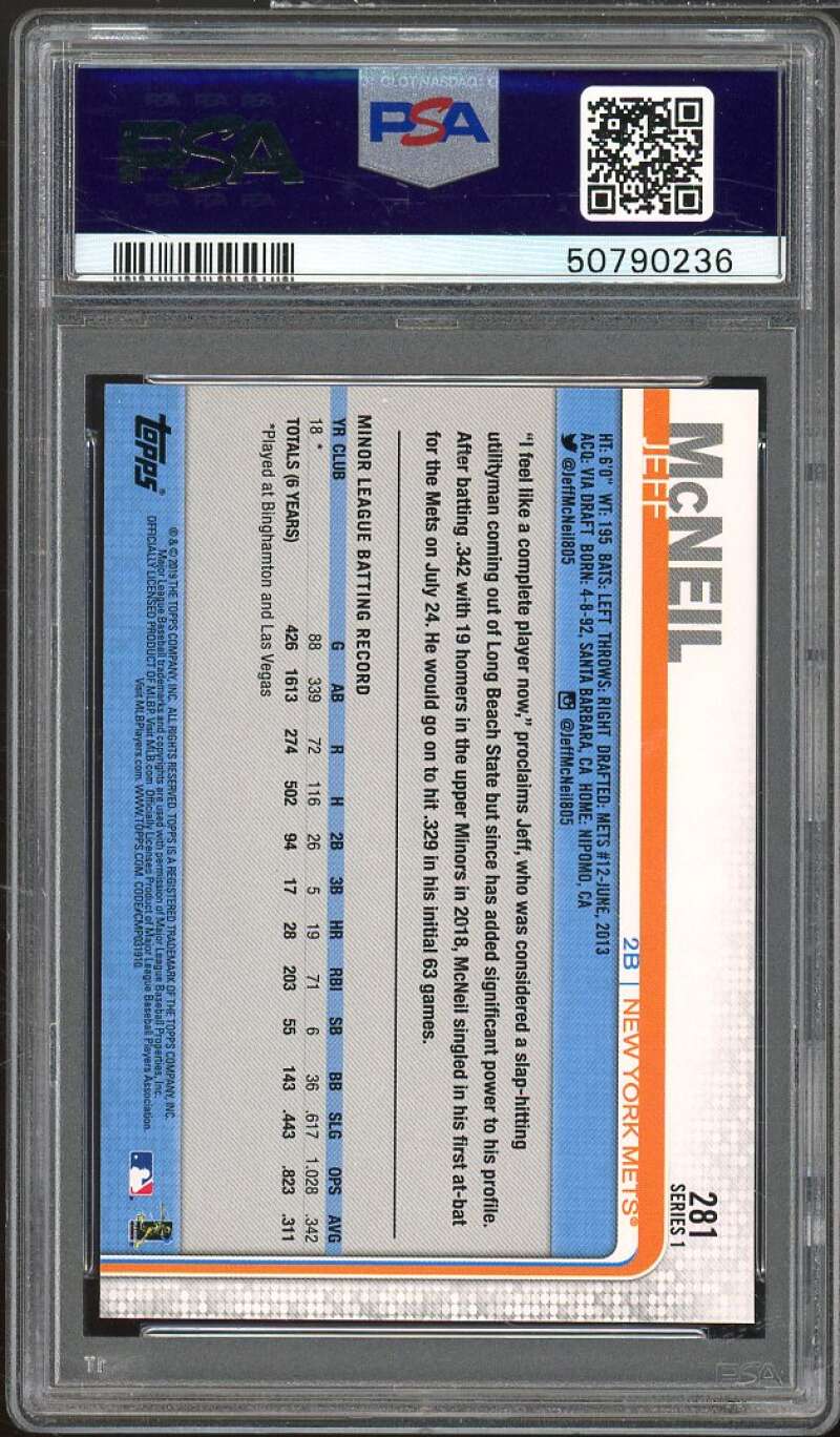 Jeff Mcneil Rookie Card 2019 Topps #281 PSA 10 Image 2