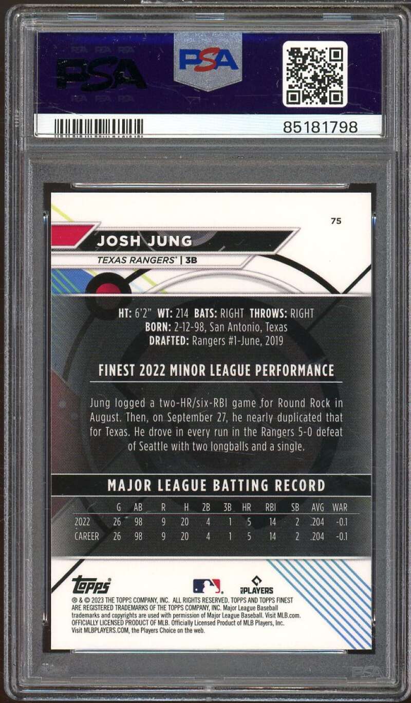 Josh Jung Rookie Card 2023 Finest #75 PSA 7 Image 2