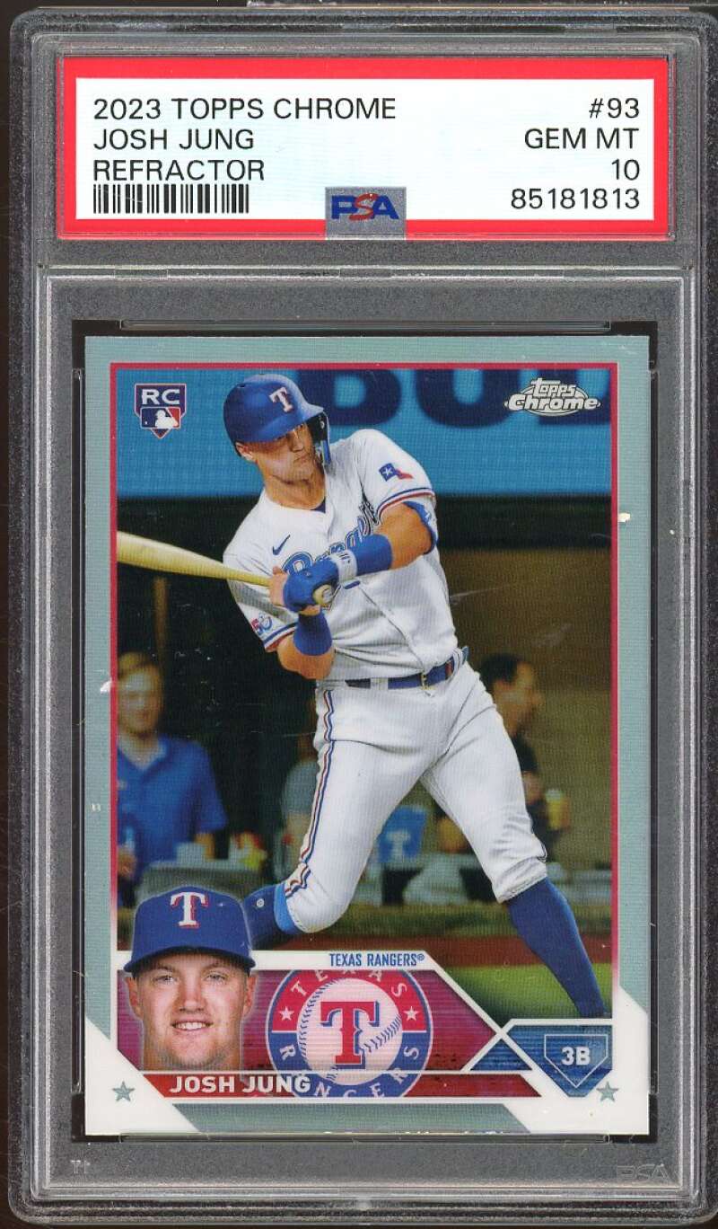 Josh Jung Rookie Card 2023 Topps Chrome Refractor #93 PSA 10 Image 1