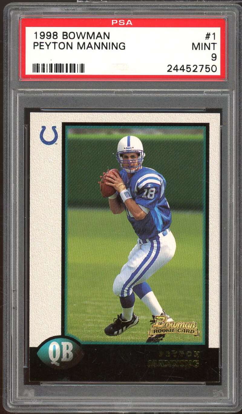 Peyton Manning Rookie Card 1998 Bowman #1 PSA 9 Image 1