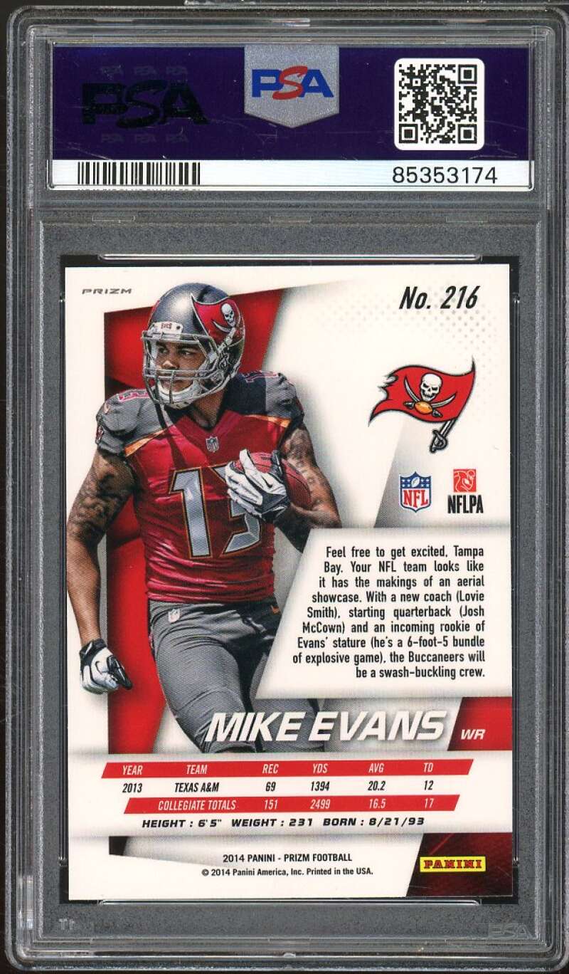 Mike Evans Rookie Card 2014 Panini Prizm Prizms silver #216 PSA 10 Image 2