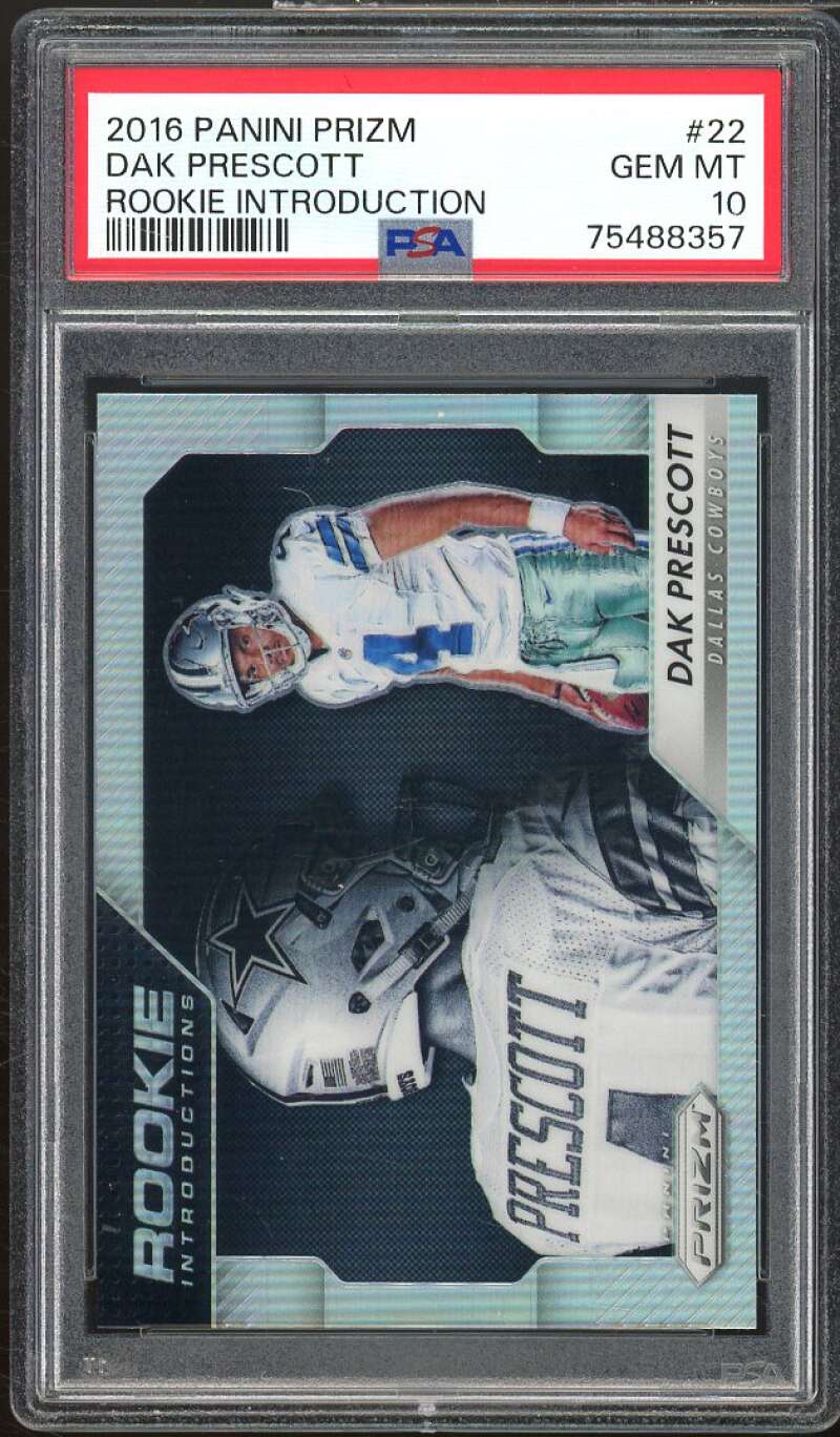 Dak Prescott Rookie Card 2016 Panini Prizm Rookie Introductions #22 PSA 10 Image 1