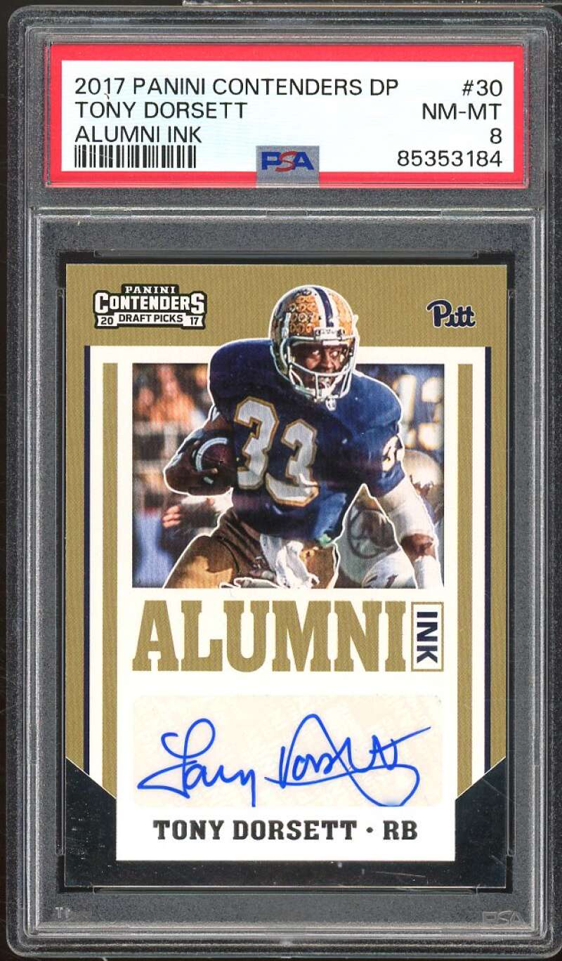 Tony Dorsett Rookie Card 2017 Panini Contenders DP Alumni Ink #30 PSA 8 Image 1