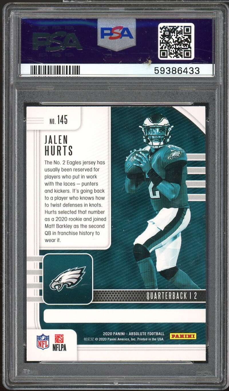 Jalen Hurts Rookie Card 2020 Panini Absolute #145 PSA 9 Image 2