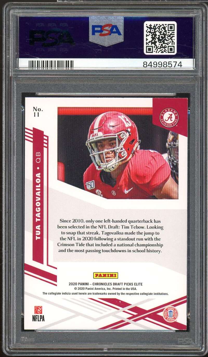 Tua Tagovailoa Rookie Card 2020 Panini Chronicles DP Elite Rookies #11 PSA 9 Image 2