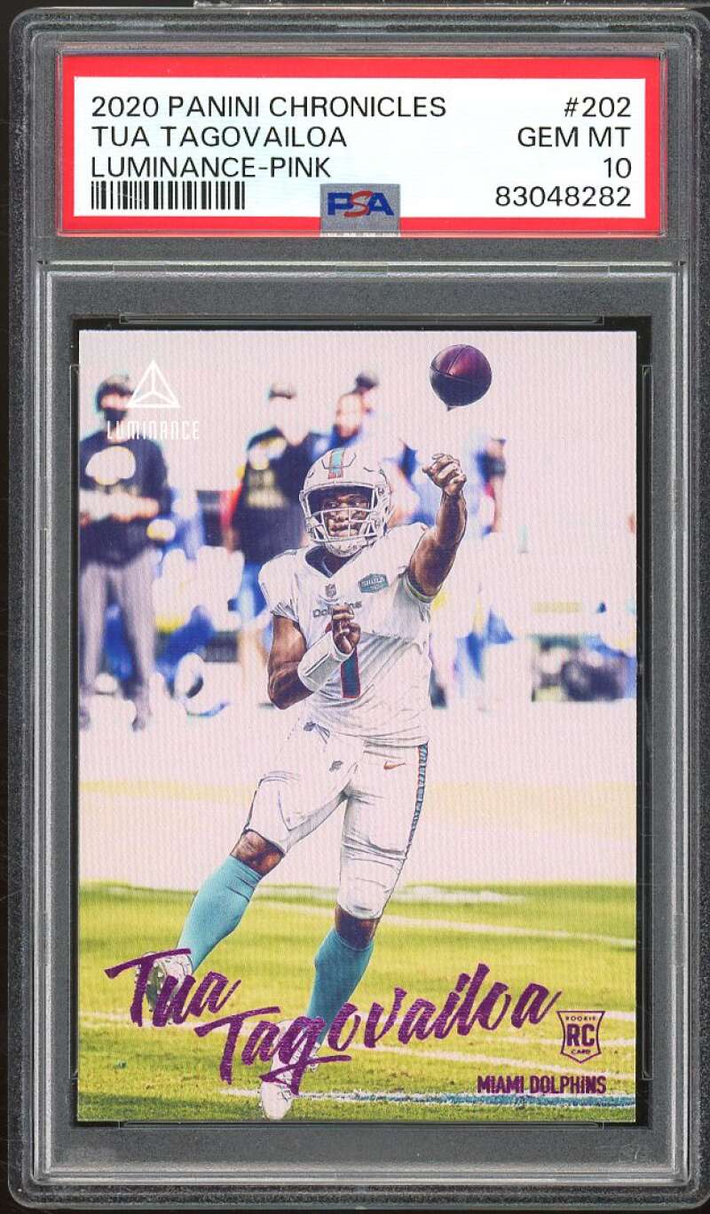 Tua Tagovailoa Rookie Card 2020 Panini Chronicles Luminance Pink #202 PSA 10 Image 1