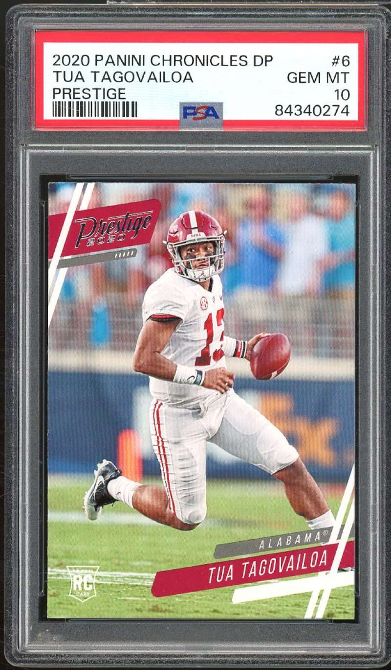 Tua Tagovailoa Rookie Card 2020 Panini Chronicles Draft Picks Prestige #6 PSA 10 Image 1