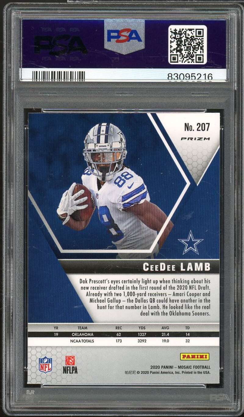 CeeDee Lamb Rookie Card 2020 Panini Mosaic Reactive Gold #207 PSA 10 Image 2