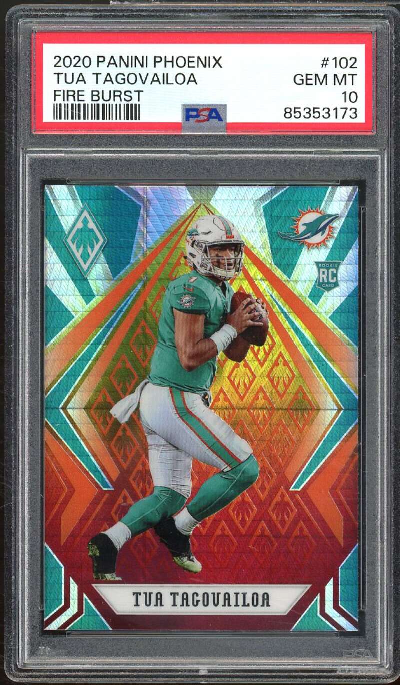 Tua Tagovailoa Rookie Card 2020 Panini Phoenix Fire Burst #102 PSA 10 Image 1