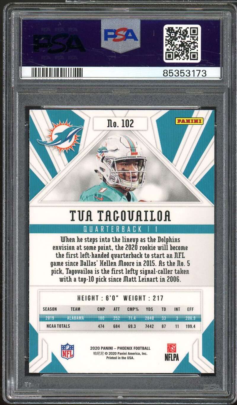 Tua Tagovailoa Rookie Card 2020 Panini Phoenix Fire Burst #102 PSA 10 Image 2