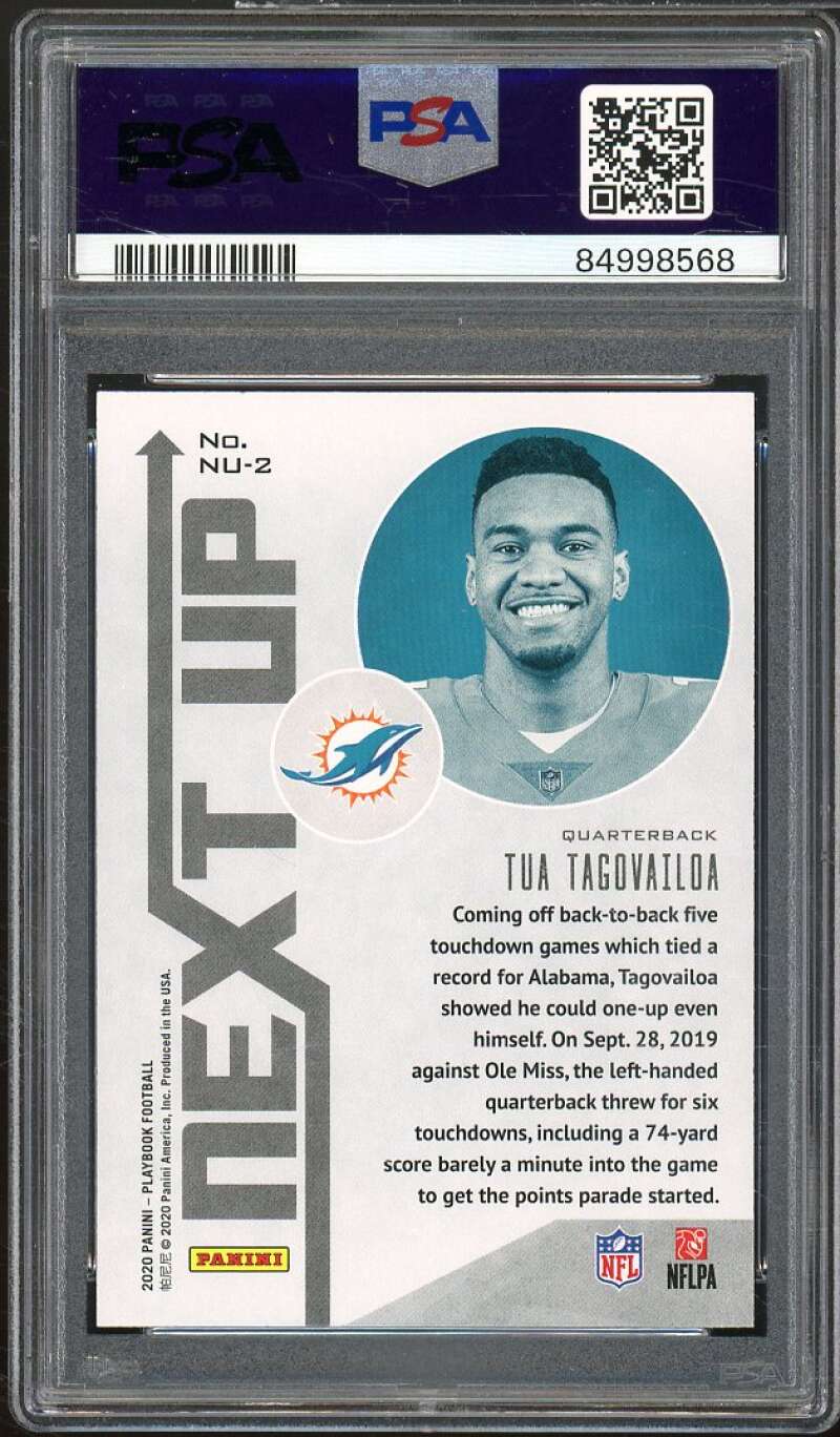 Tua Tagovailoa Rookie Card 2020 Panini Playbook Next Up #2 PSA 9 Image 2